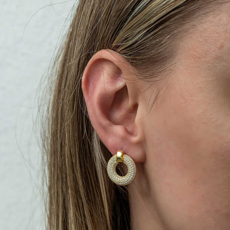 Gold Plated Ring Women's Silver Earring