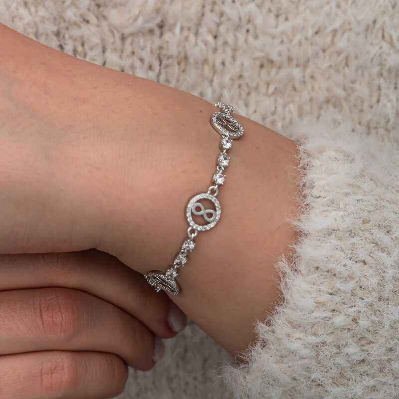 Infinity Inside Circle Women's Silver Bracelet