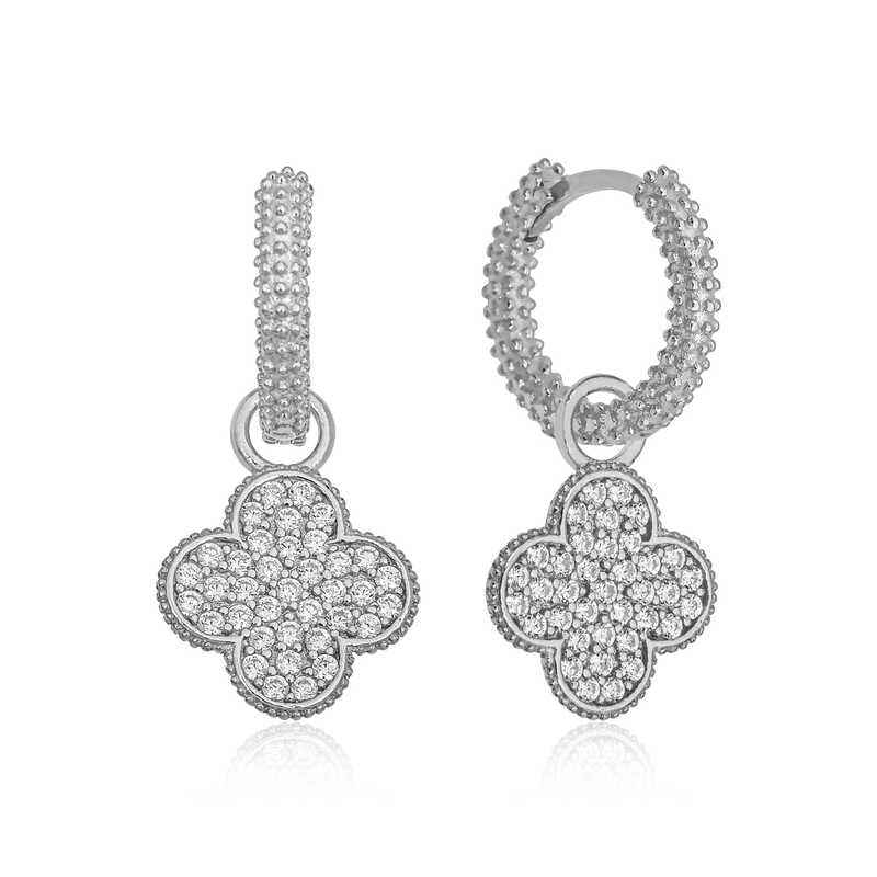 Clover Hoop Women's Silver Earrings
