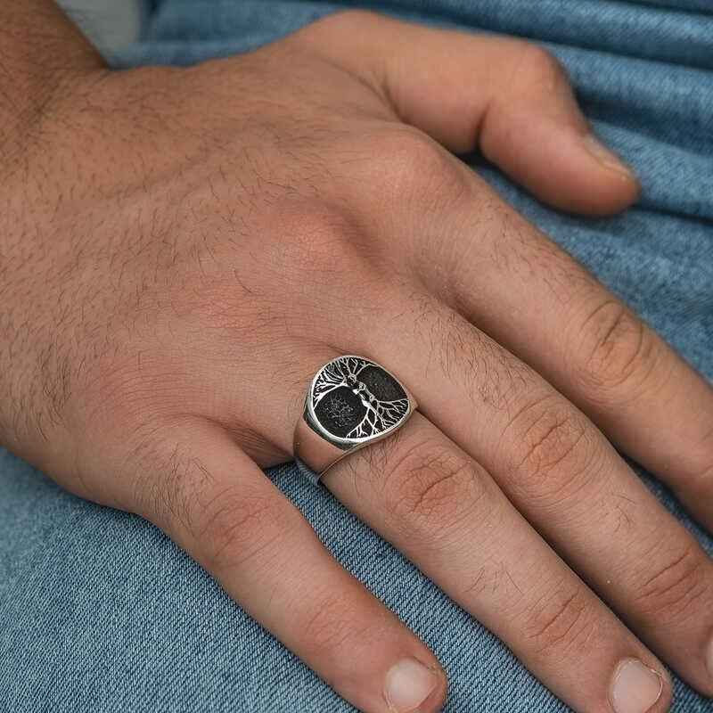 Tree of Life Men's Silver Ring