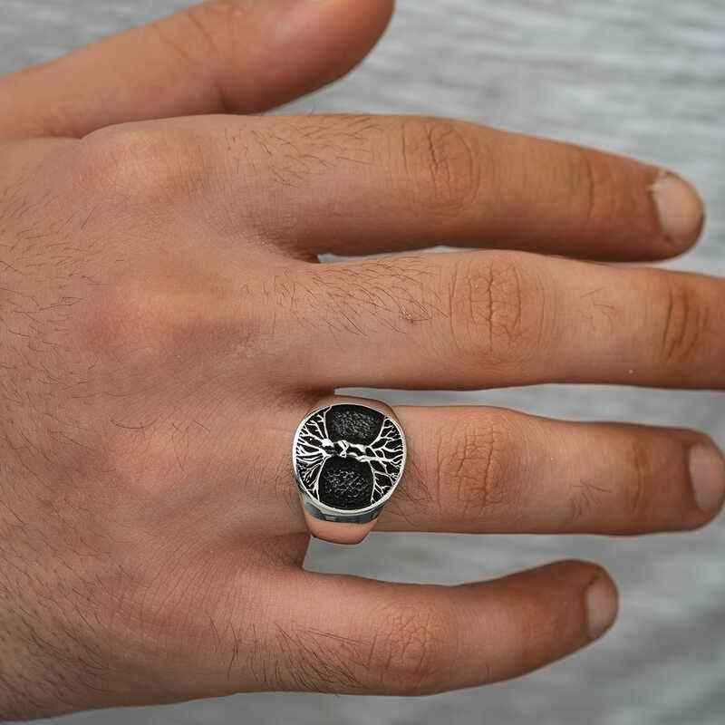 Tree of Life Men's Silver Ring