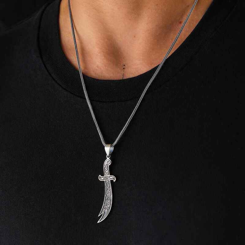 Hz. Ali Zulfikar Sword Silver Necklace