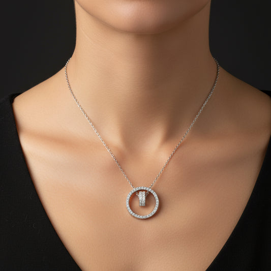 Interlocking Circle Women's Silver Necklace