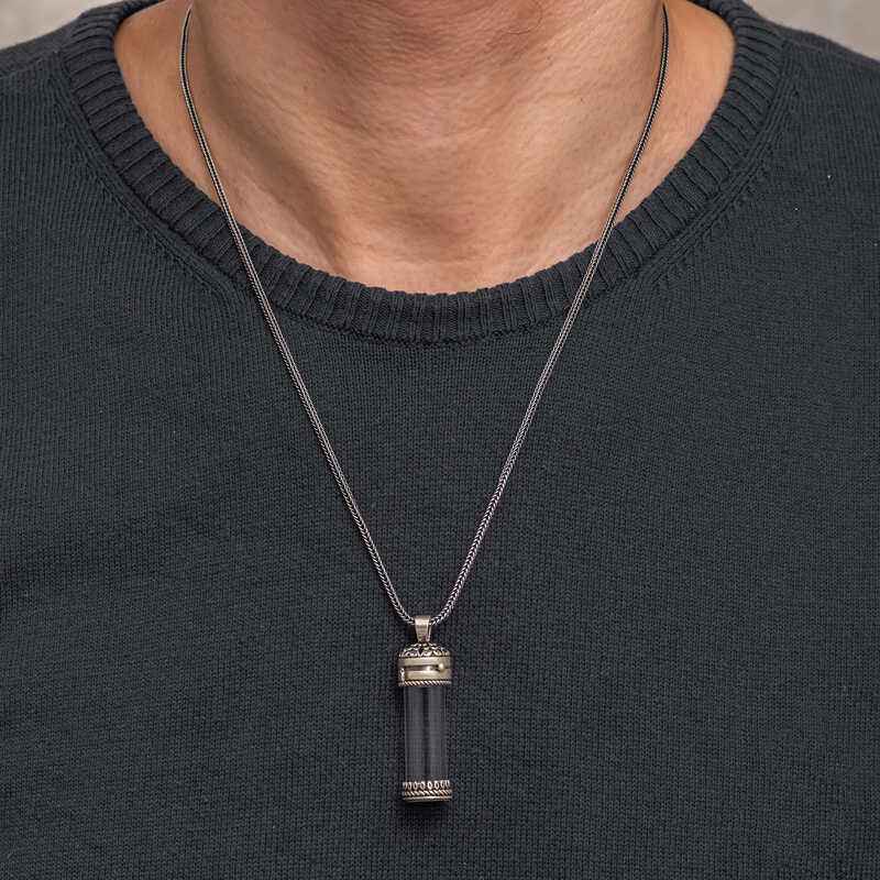 Openable Locket Case Cevşen Men's Silver Necklace