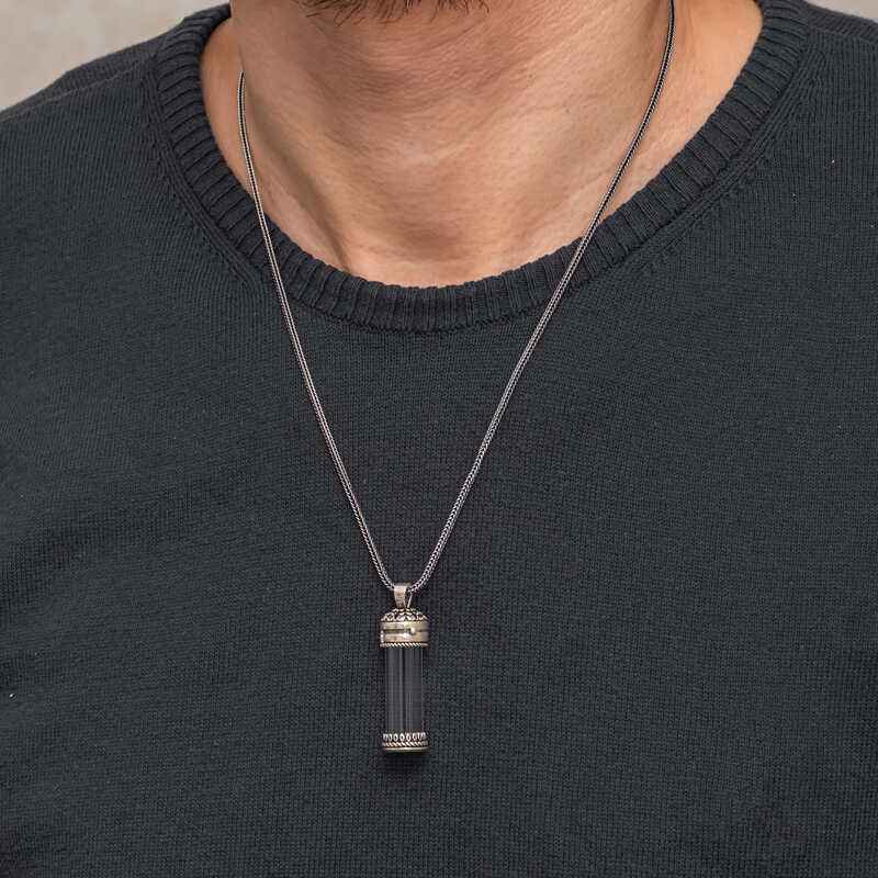 Openable Locket Case Cevşen Men's Silver Necklace