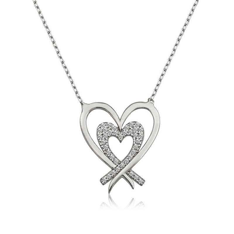 Two Heart Women's Silver Necklace