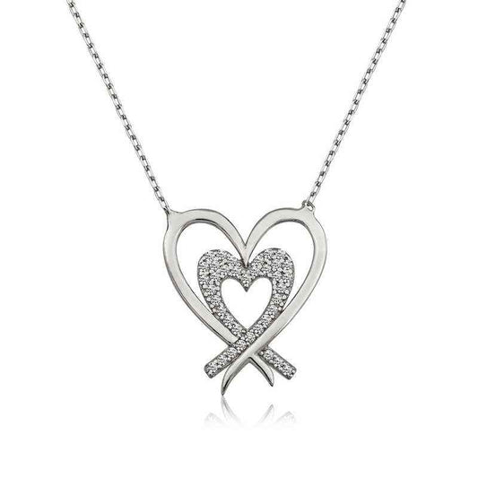 Two Heart Women's Silver Necklace