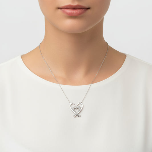 Collier en argent pour femme à deux cœurs