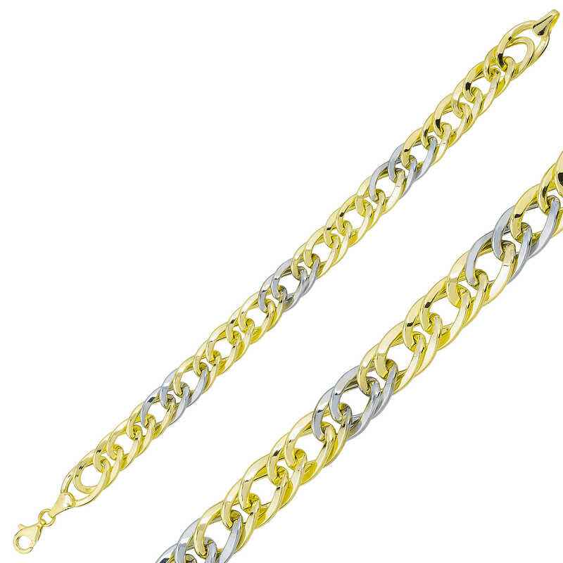 Two-Tone Chain Silver Bracelet
