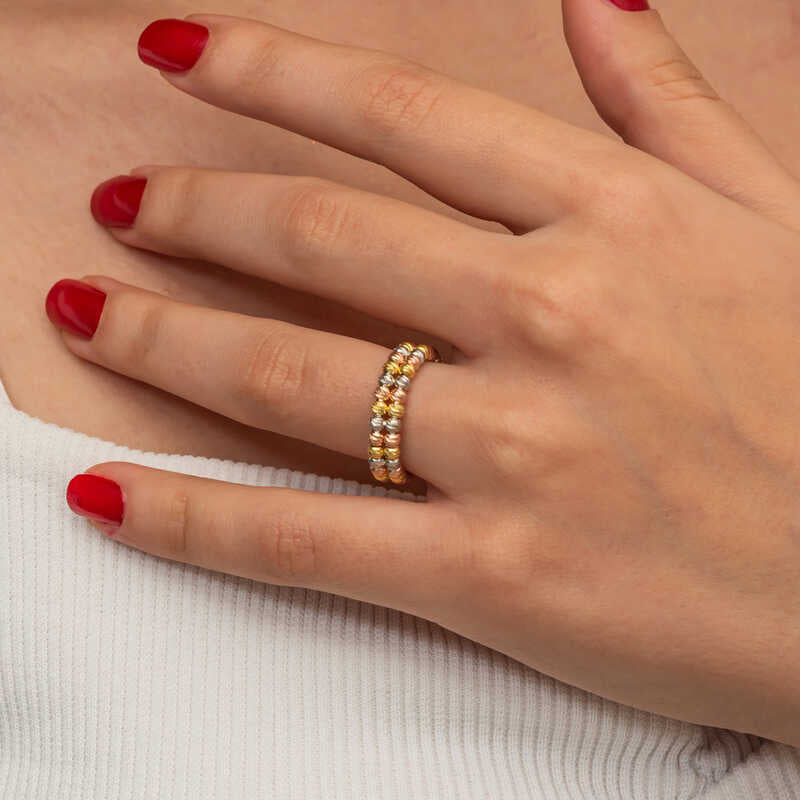 Bague en argent à double rangée de diamants doriques pour femme