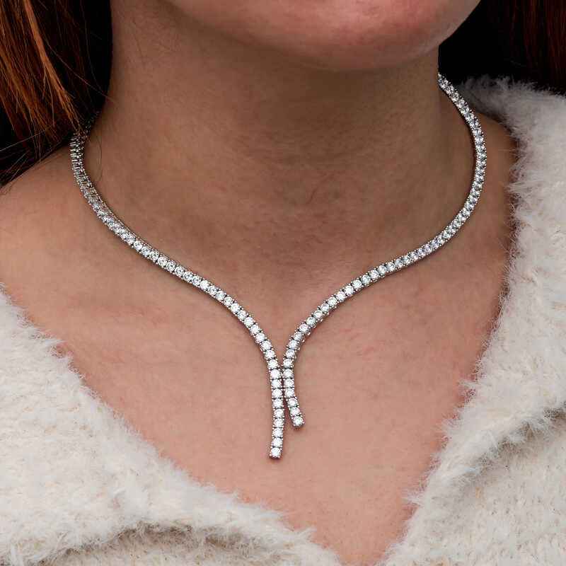 Double Row Channel Women's Silver Necklace