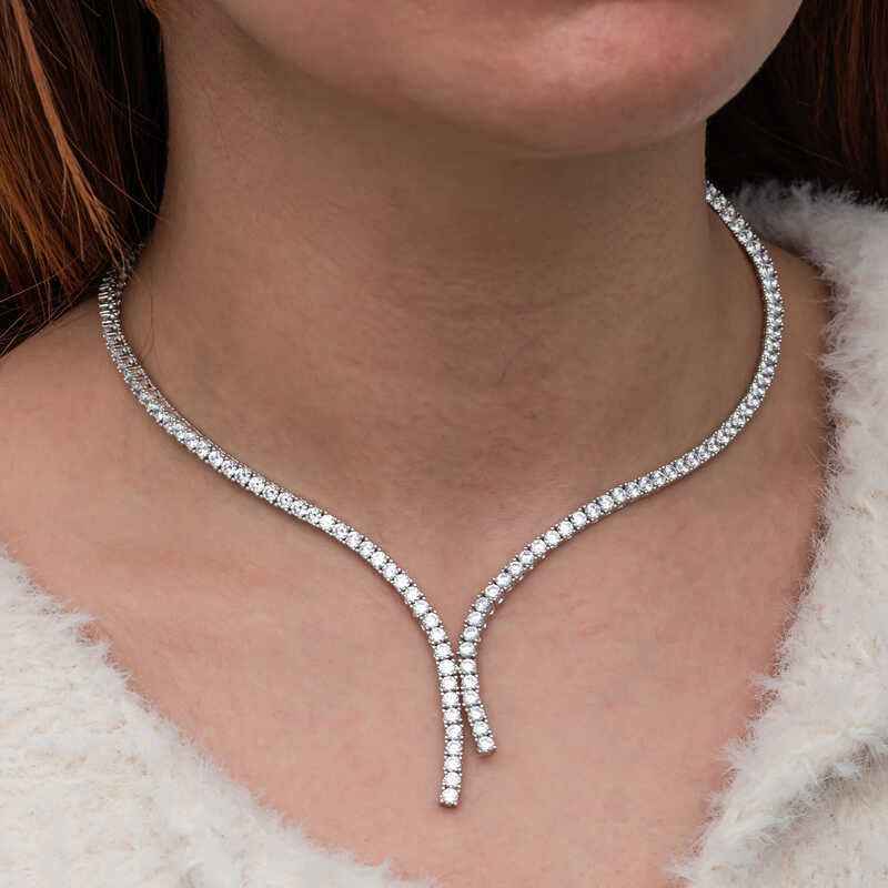 Double Row Channel Women's Silver Necklace