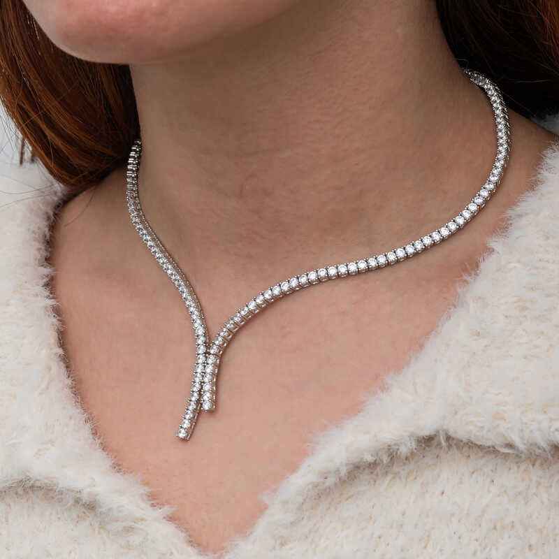 Double Row Channel Women's Silver Necklace