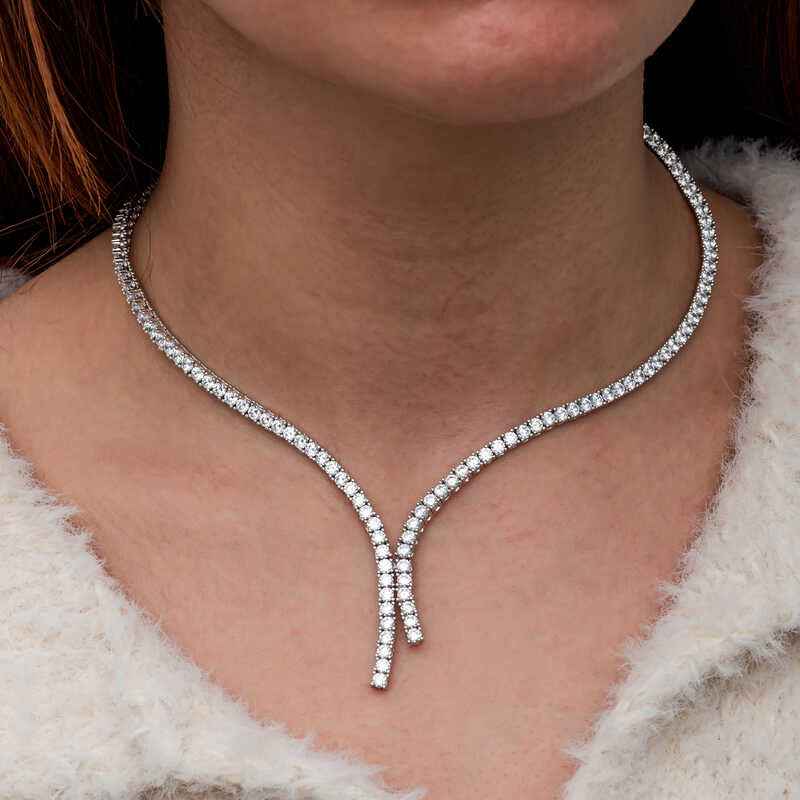 Double Row Channel Women's Silver Necklace