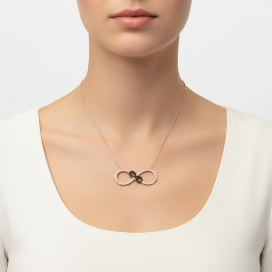 Doppelte Unendlichkeit Damen Silber Halskette