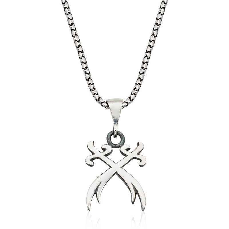 Double Zulfiqar Sword Silver Necklace