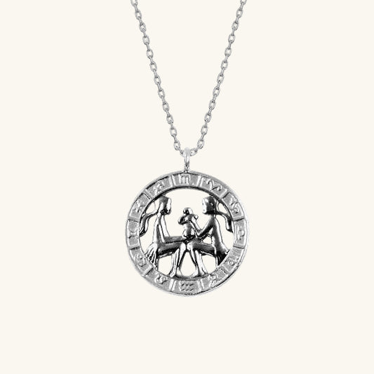Gemini Zodiac Silver Necklace