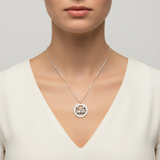 Collier en argent avec signe du zodiaque Gémeaux