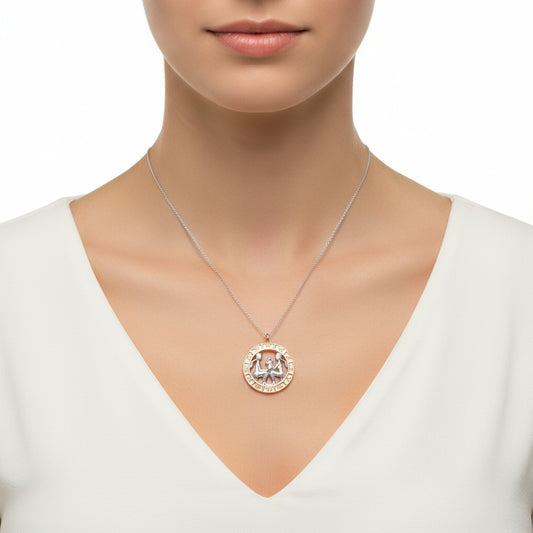 Rose Gold Plated Gemini Zodiac Silver Necklace