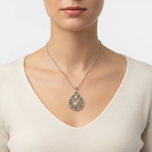 Pearl Flower Authentic Women's Silver Necklace