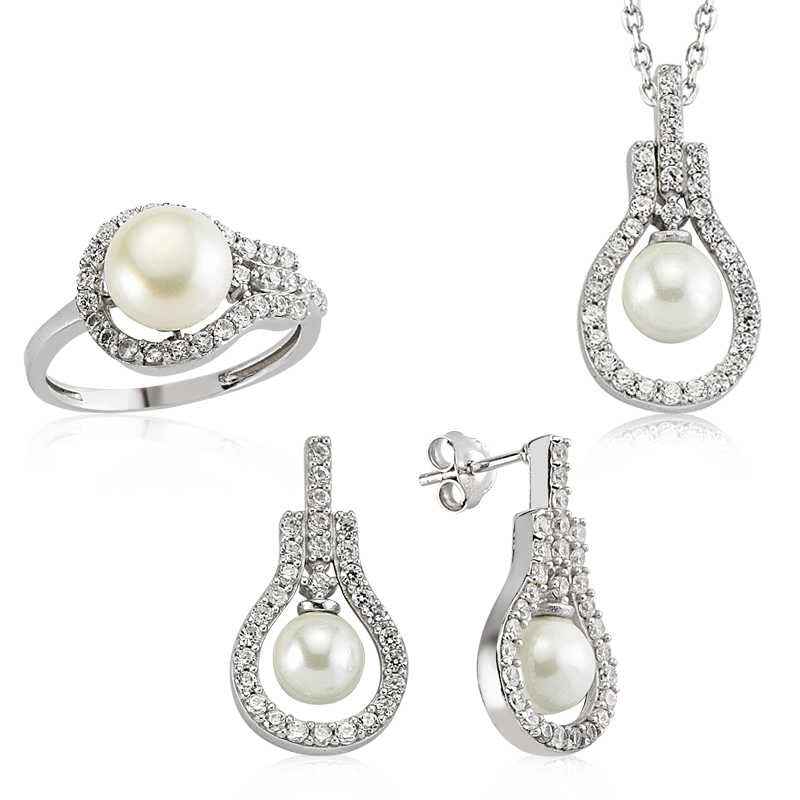 Pearl Drop Women's Silver Set