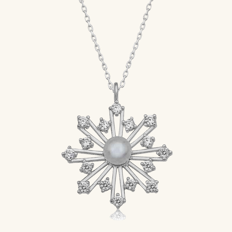 Pearl Snowflake Women's Silver Necklace