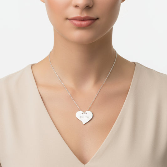 Collier en argent pour femme avec cœur gravé du nom