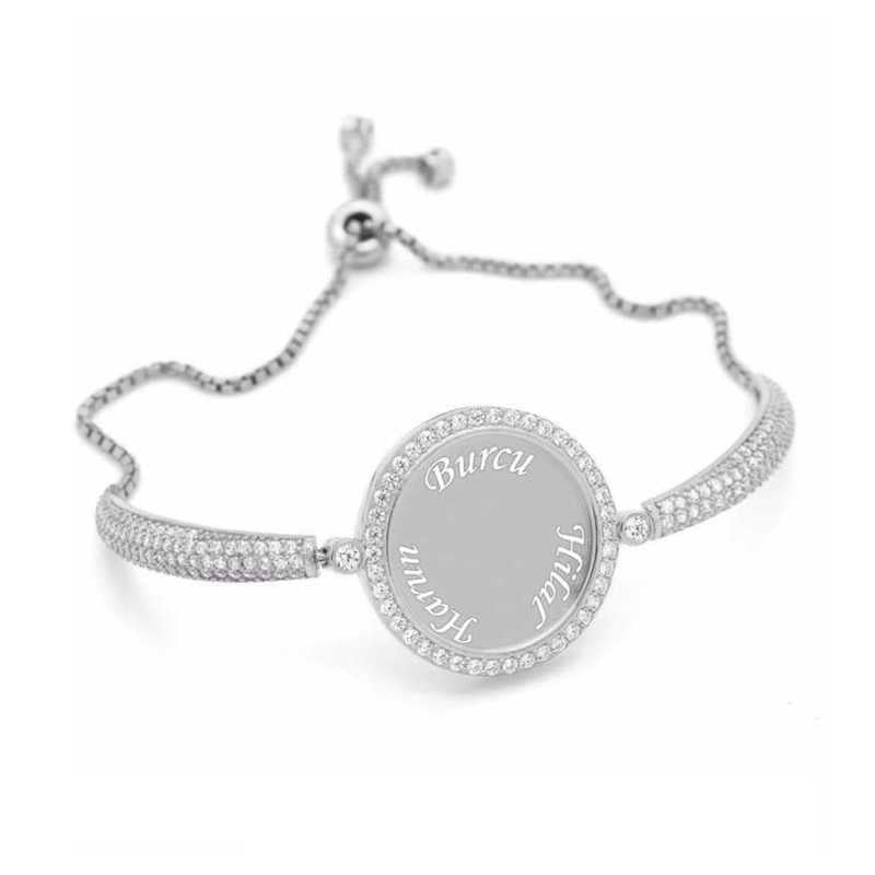 Personalized Name Stone Women's Silver Bracelet