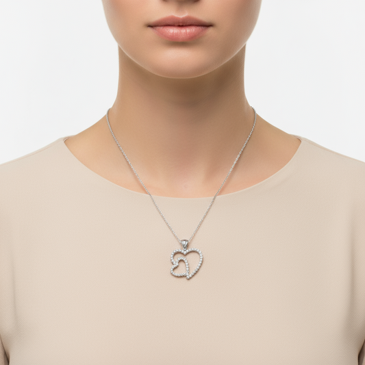 Herzförmige Damen-Silberkette