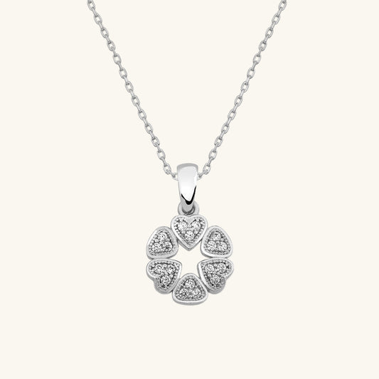Heart Circle Women's Silver Necklace