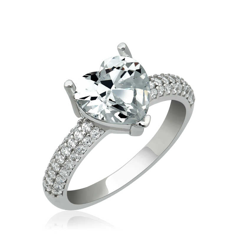 Heart Mount Women's Silver Ring