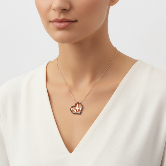 Heartbeat Damen-Halskette aus rosévergoldetem Silber