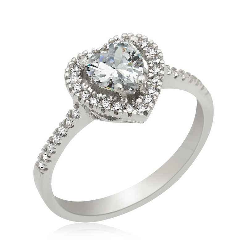 Heart-Shaped Women's Silver Ring