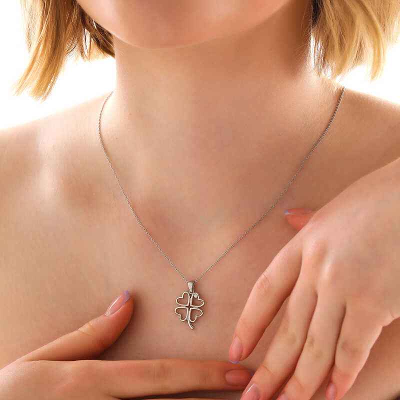 Heart Four-Leaf Clover Women's Silver Pendant