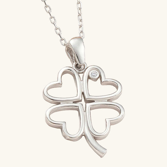Heart Four-Leaf Clover Women's Silver Necklace