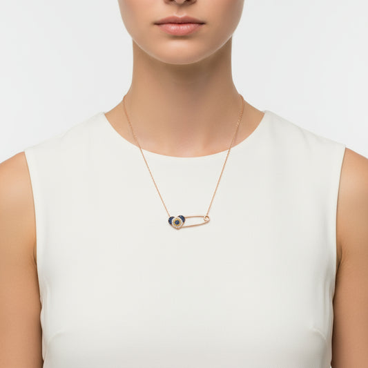 Heart Hook Pin Women's Silver Necklace