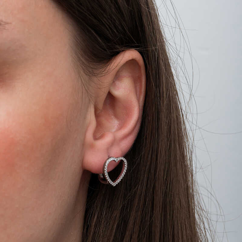 Heart Women's Silver Earrings