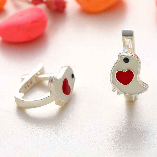Heart with Bird Children's Silver Earring