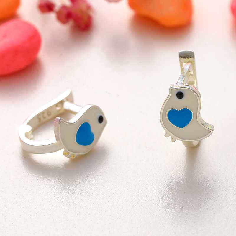 Heart with Bird Children's Silver Earrings