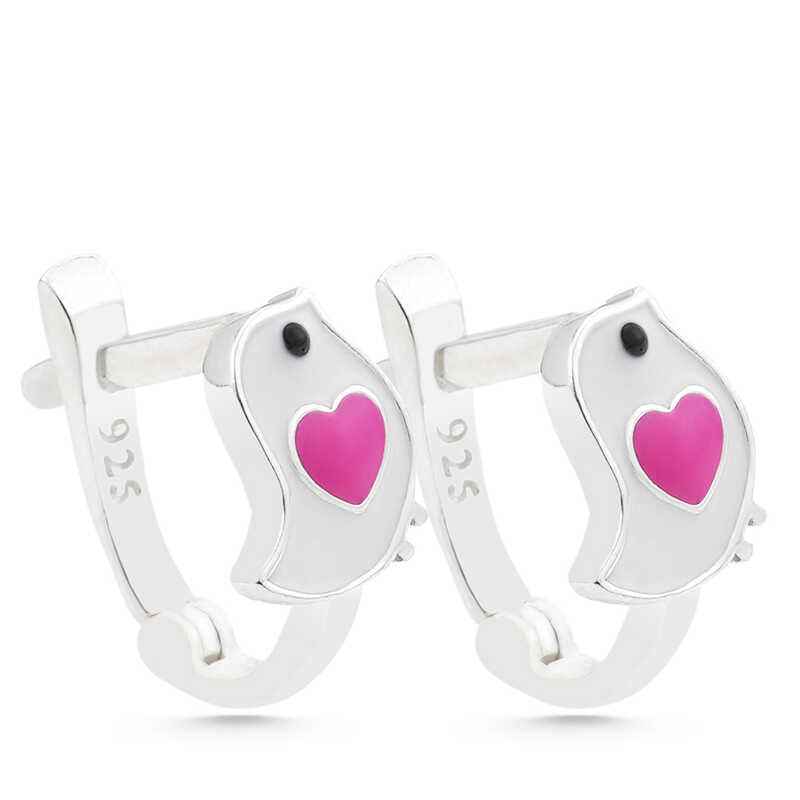 Heart Bird Children's Silver Earring