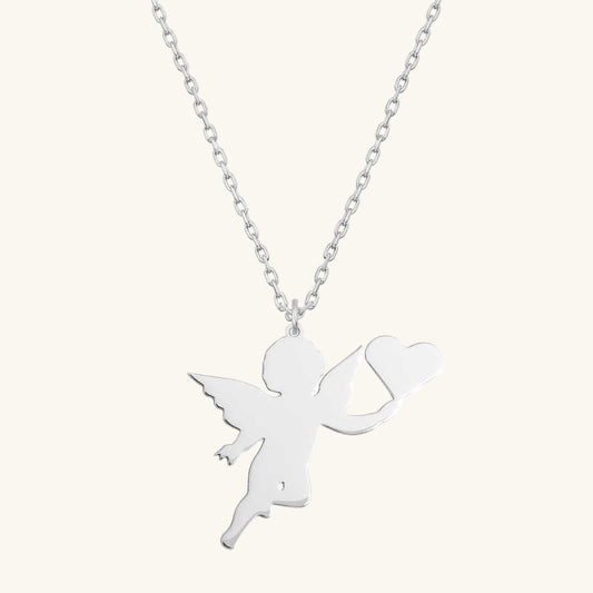 Herz Engel Damen Silber Halskette