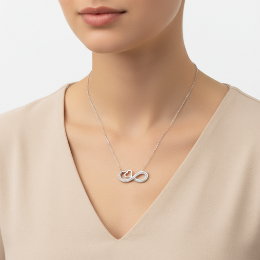Herz Unendlichkeit Damen Silber Halskette