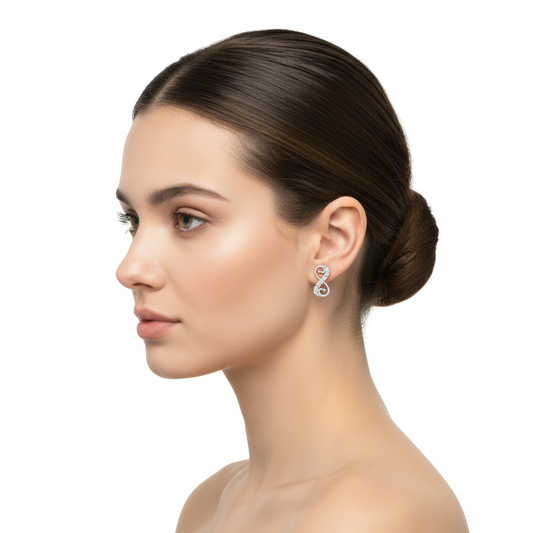 Heart Infinity Stud Silver Earrings
