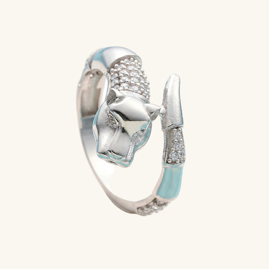 Verstellbarer Damen-Silberring mit Tigerfigur