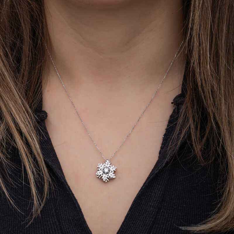 Snowflake Spinning Stress Women's Silver Pendant