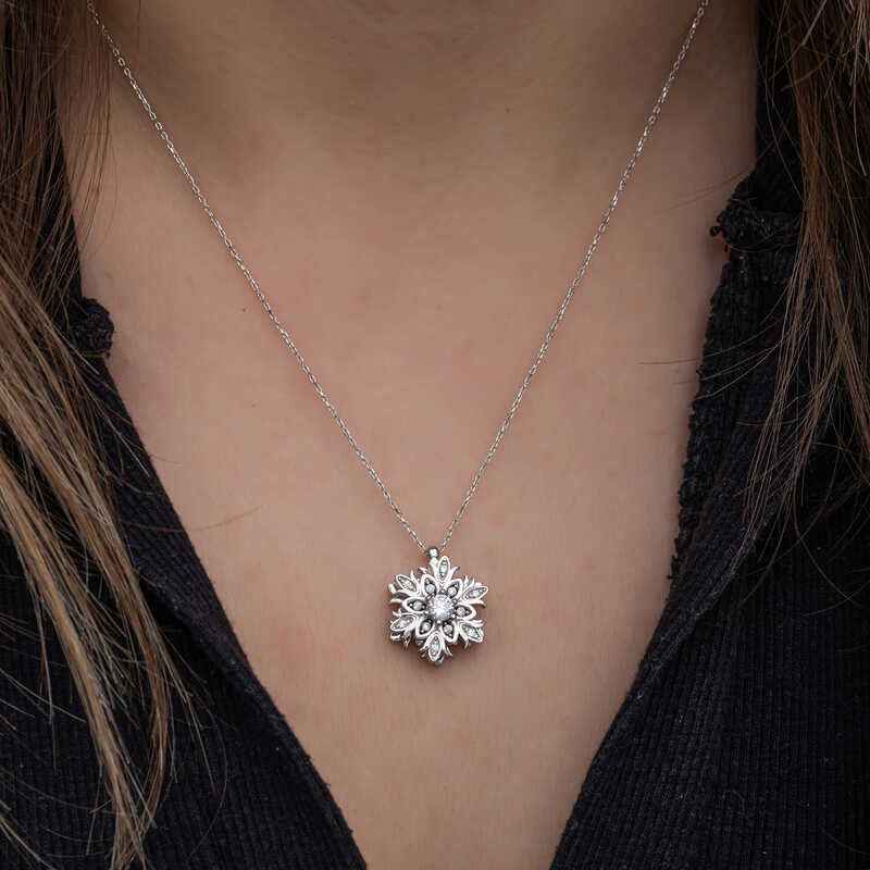 Snowflake Spinning Stress Women's Silver Pendant