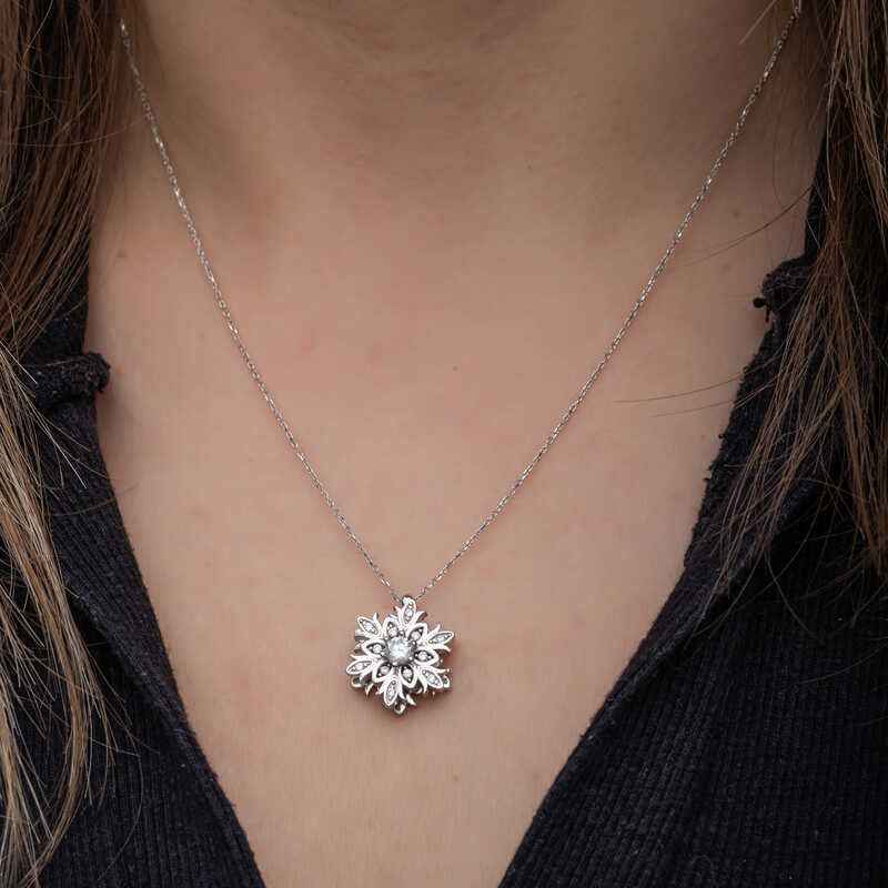 Snowflake Spinning Stress Women's Silver Pendant