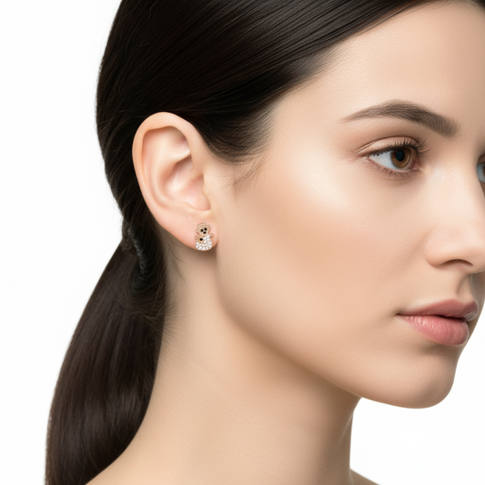 Boucles d'oreilles bonhomme de neige en argent plaqué rose pour femme