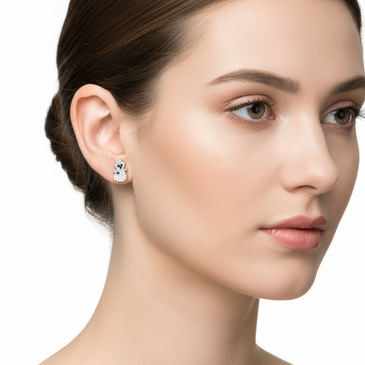 Snowman Women's Silver Earrings