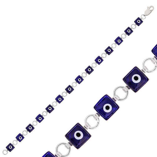 Square Evil Eye Women's Silver Bracelet